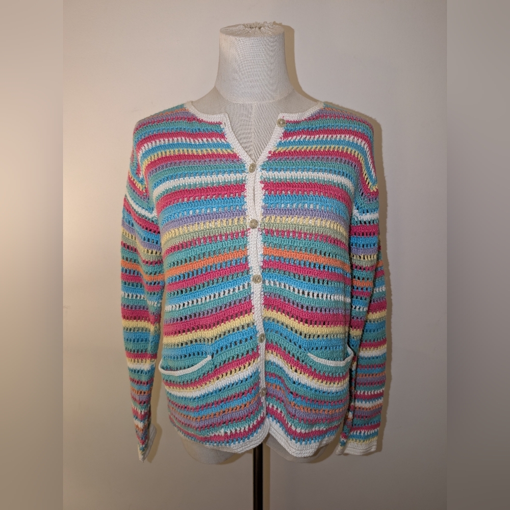 Vintage Koret Francisca Colourful Open Knit Cardigan